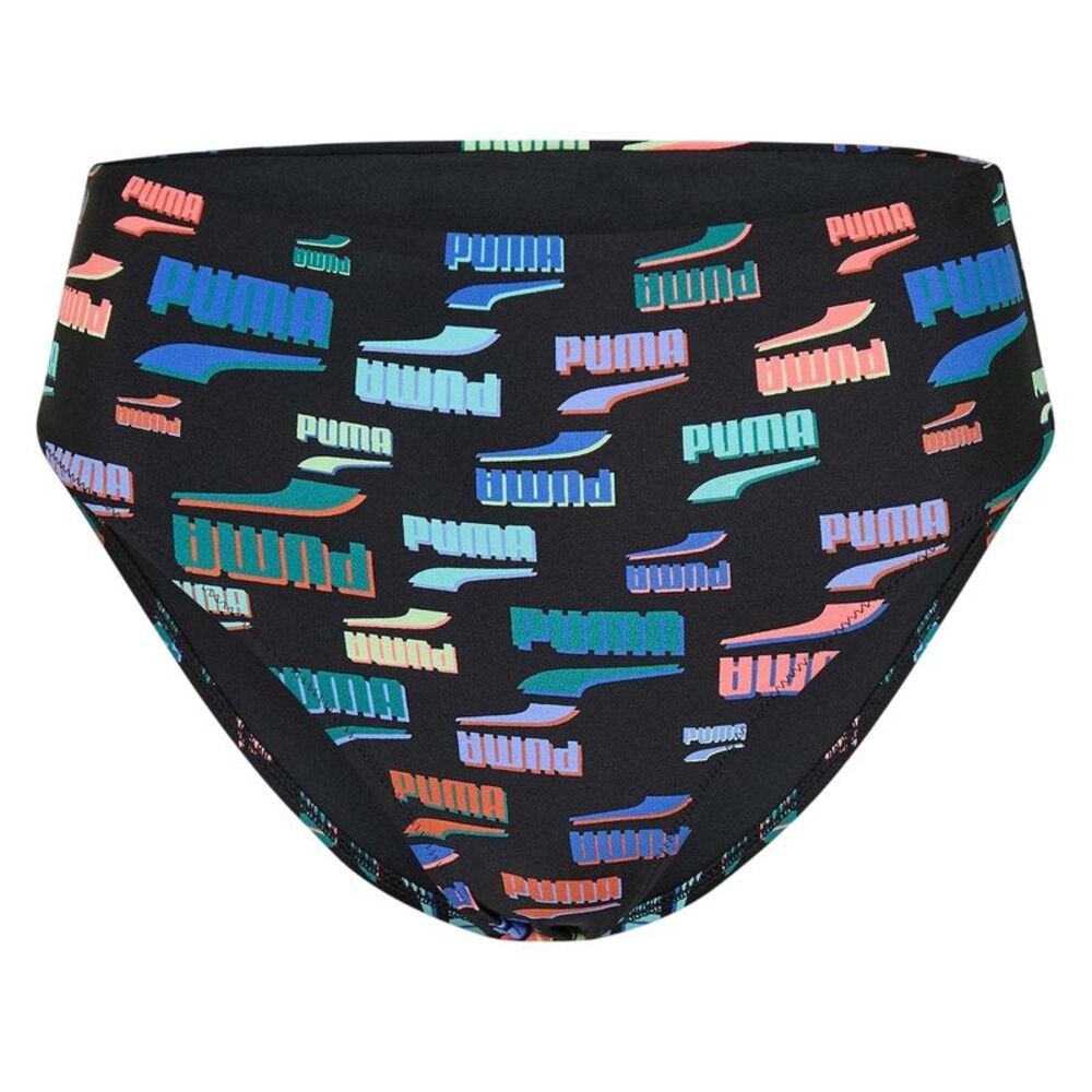 Puma Womens/Ladies All Over Logo Bikini Bottoms / Black/Multicolored
